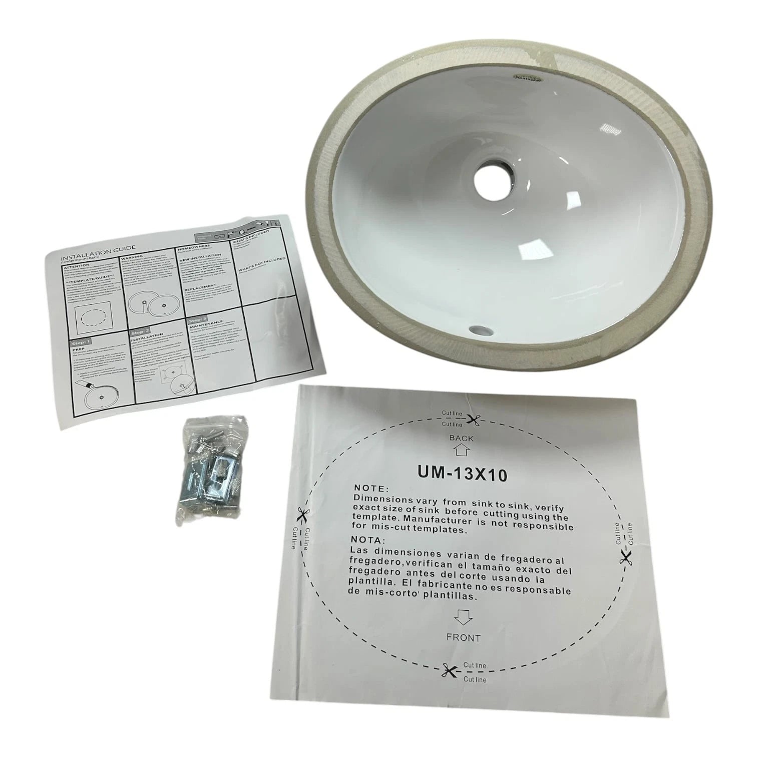 Nantucket Sinks Um-13x10-w, White Oval Bathroom Under Mount Sink