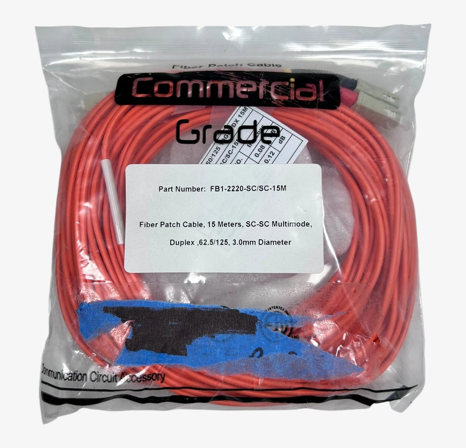 Fiber Patch Cable Fb1-2220-sc/sc<wbr/>-15m, Commercial Grade Fiber