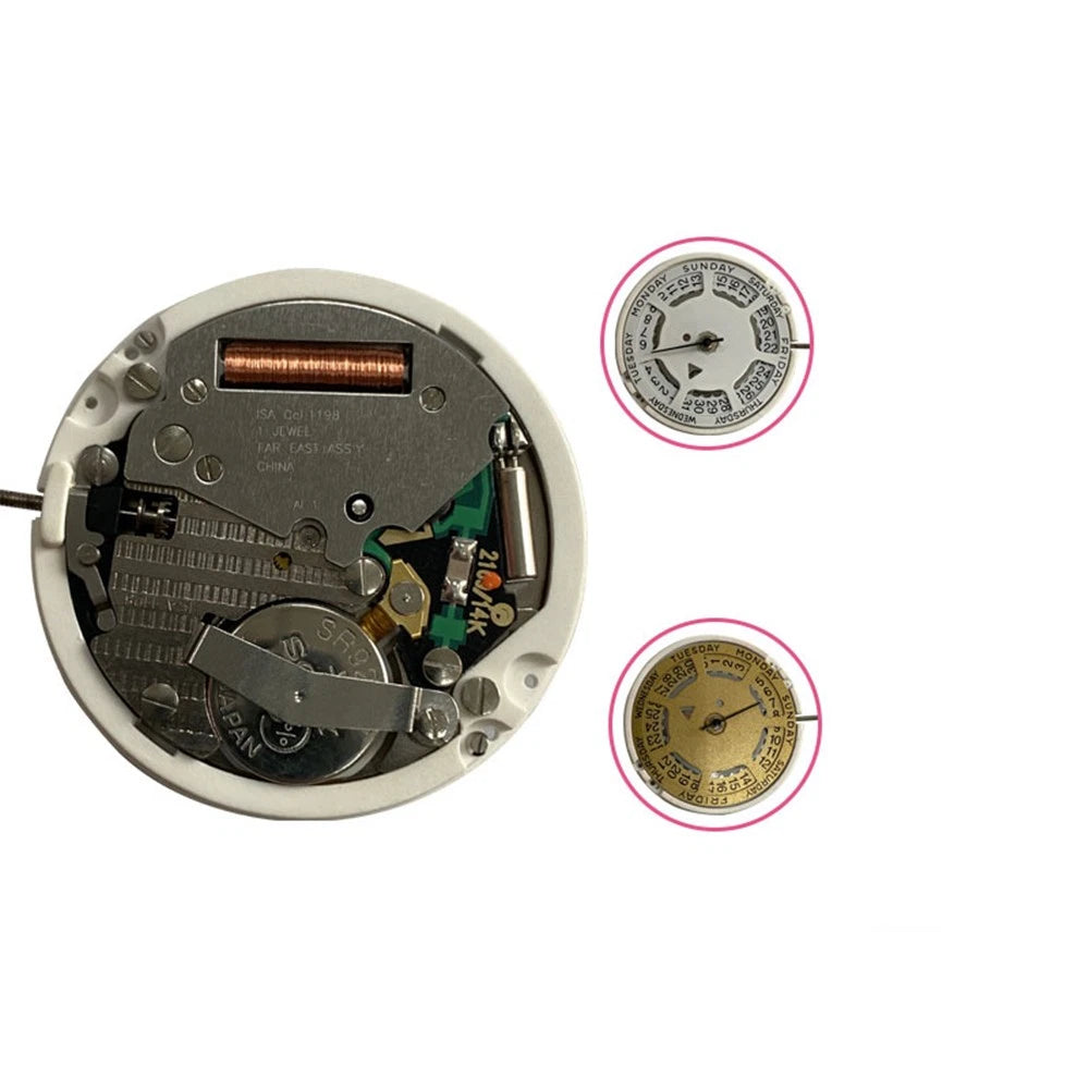 3-hand Quartz Watch Movement With Battery For Swiss Isa 1198 Watch