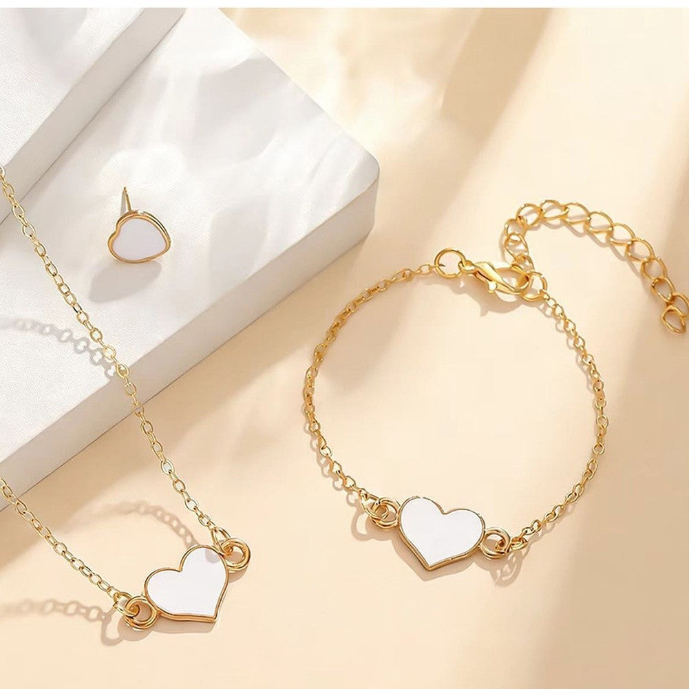 O-link Chain Heart Jewelry Set