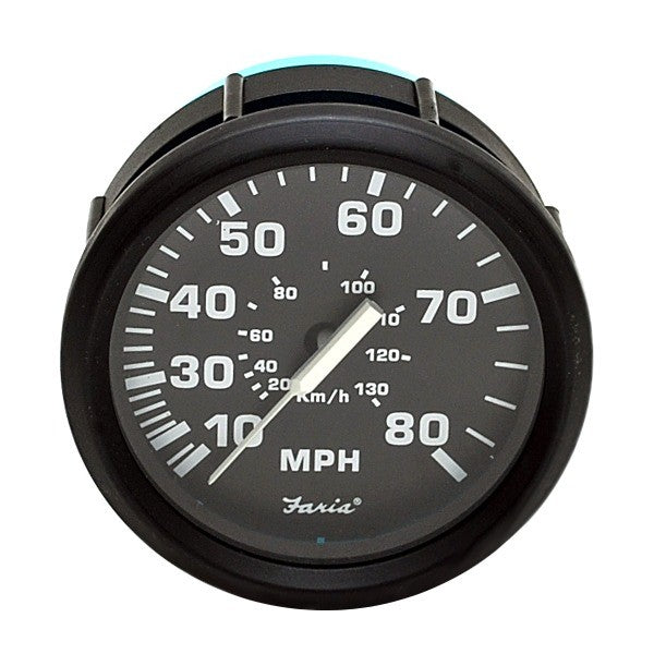 Faria Boat Speedometer Gauge Euro Black Series 3 1/4 Inch by Faria