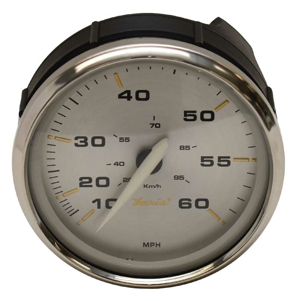 Faria Boat 60 MPH Speedometer Gauge SEK042A 4 3/8 Inch Kronos Silver by Faria