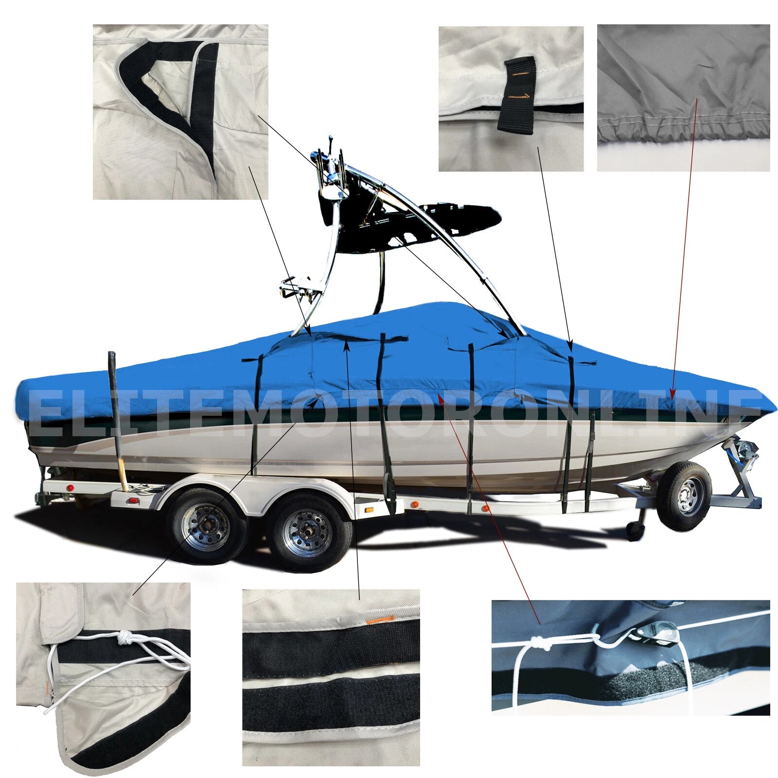 Deluxe V-hull Fishing Tournament Ski Bowrider W/ski Tower Boat Cover