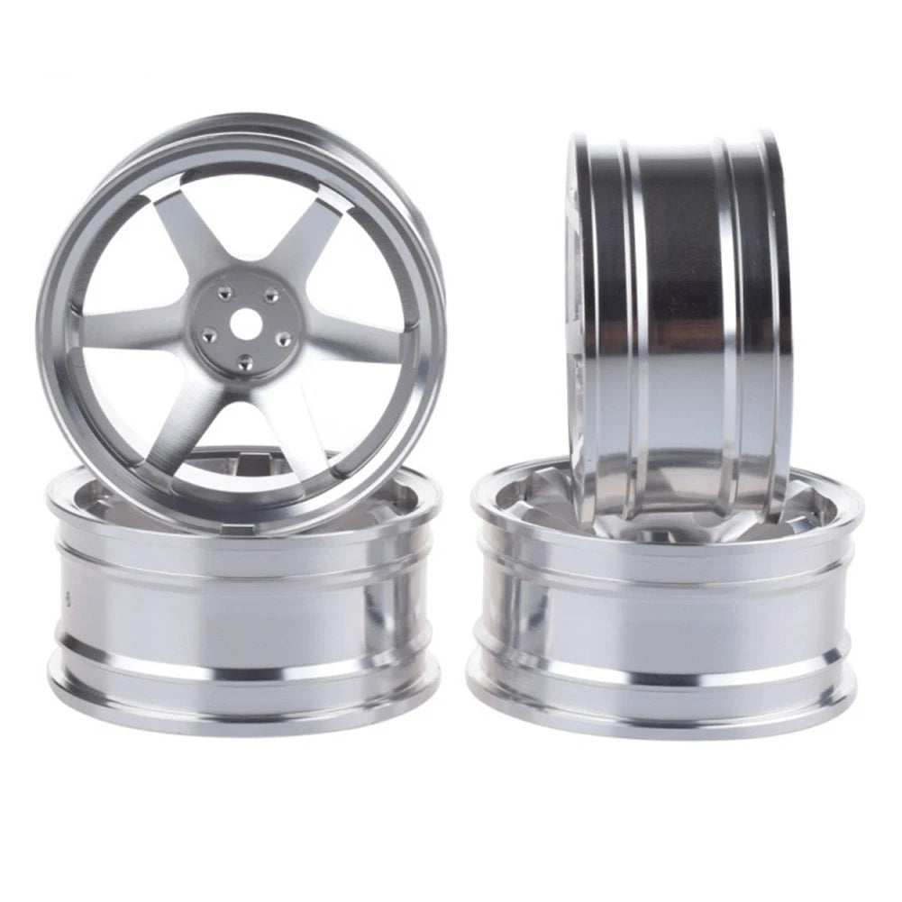 Silver Aluminum Alloy Wheel Rims Hub For 1/10 Rc Car Crawler