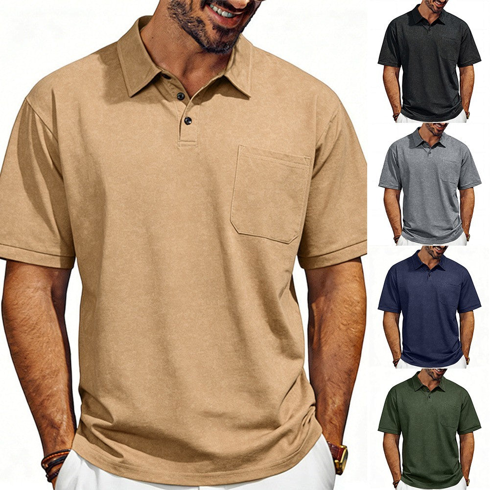 Lapel Tee Distressed T-shirt Vintage Style