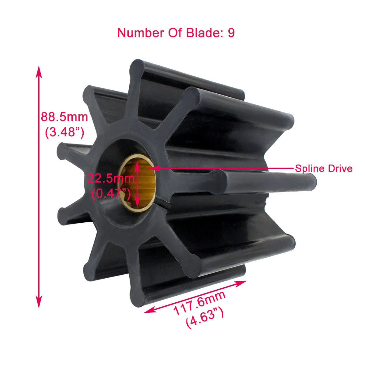 Raw Water Pump Impeller Ref Jabsco 18789-0001&amp;172<wbr/>40-0001