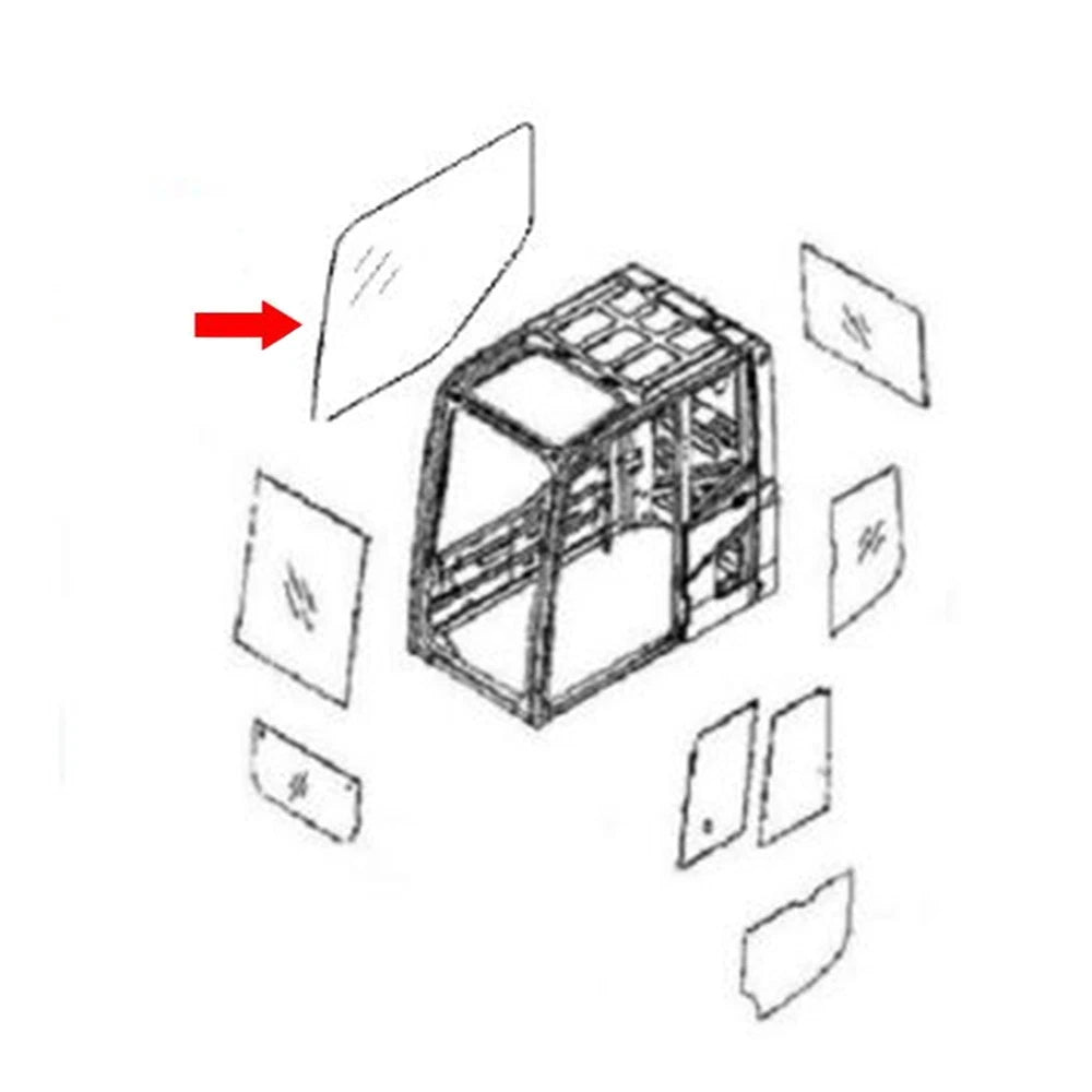 22b-54-15221 Side Cab Glass Fits Komatsu Excavator