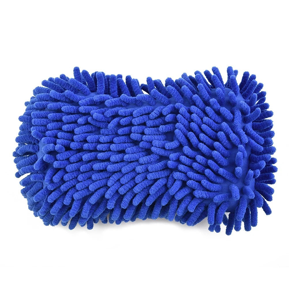 Blue Microfiber Chenille Car Wash Sponge Care Washing Brush Pad