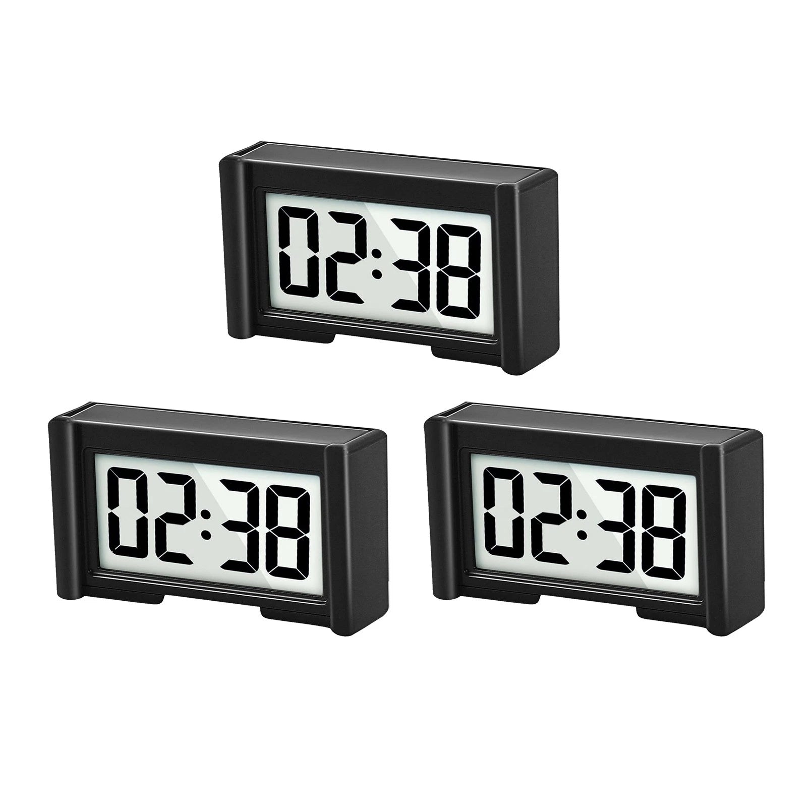 Good Quality 3 Pack Mini Digital Clock Small Adhesive Stick On Clear