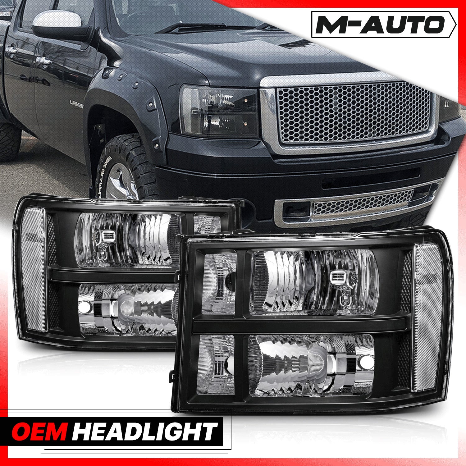 LH+RH Black Clear Corner OE Style Headlight Lamp for 20