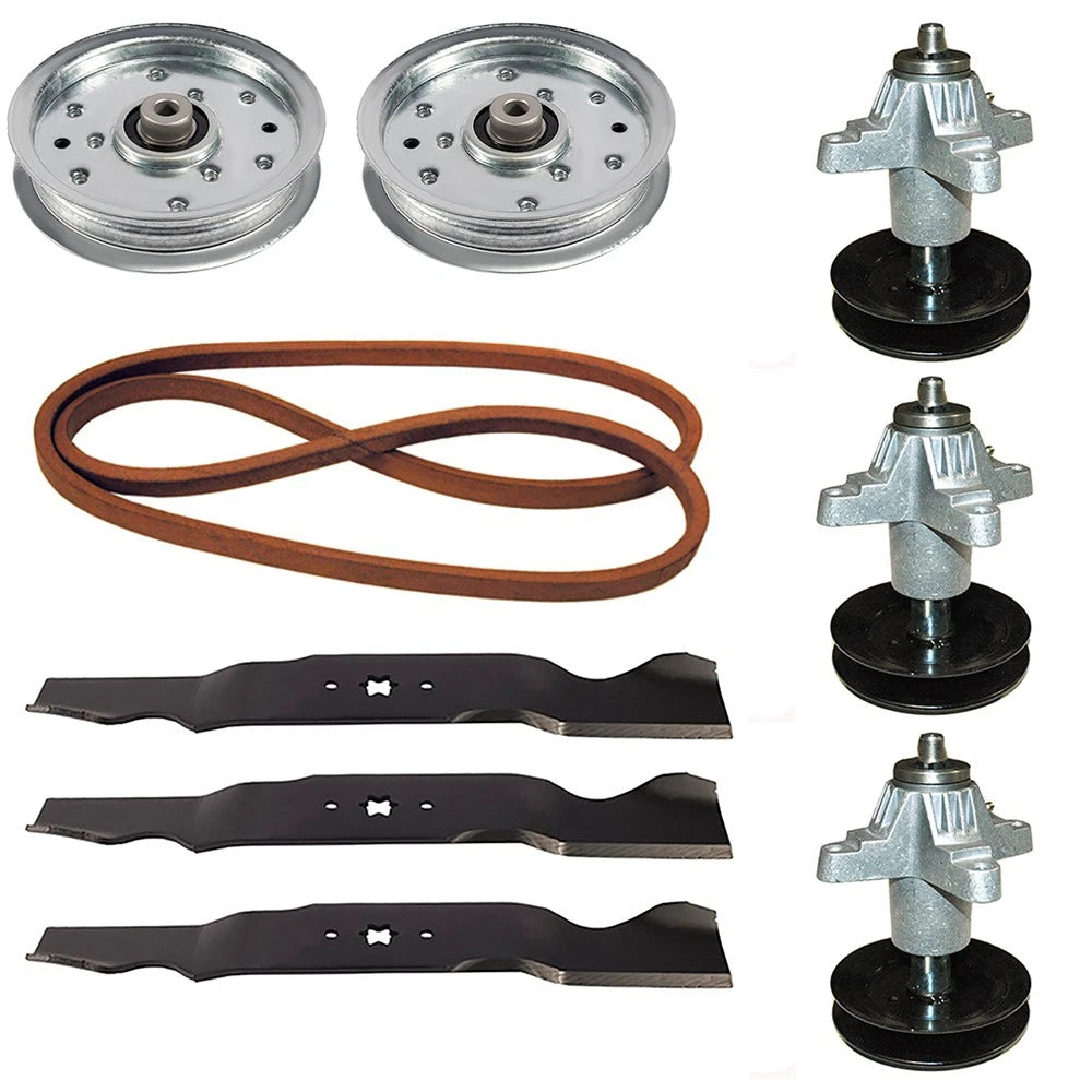 Deck Rebuild Kit Spindles Blades Belt Idler Pulleys Fits Cub Cadet