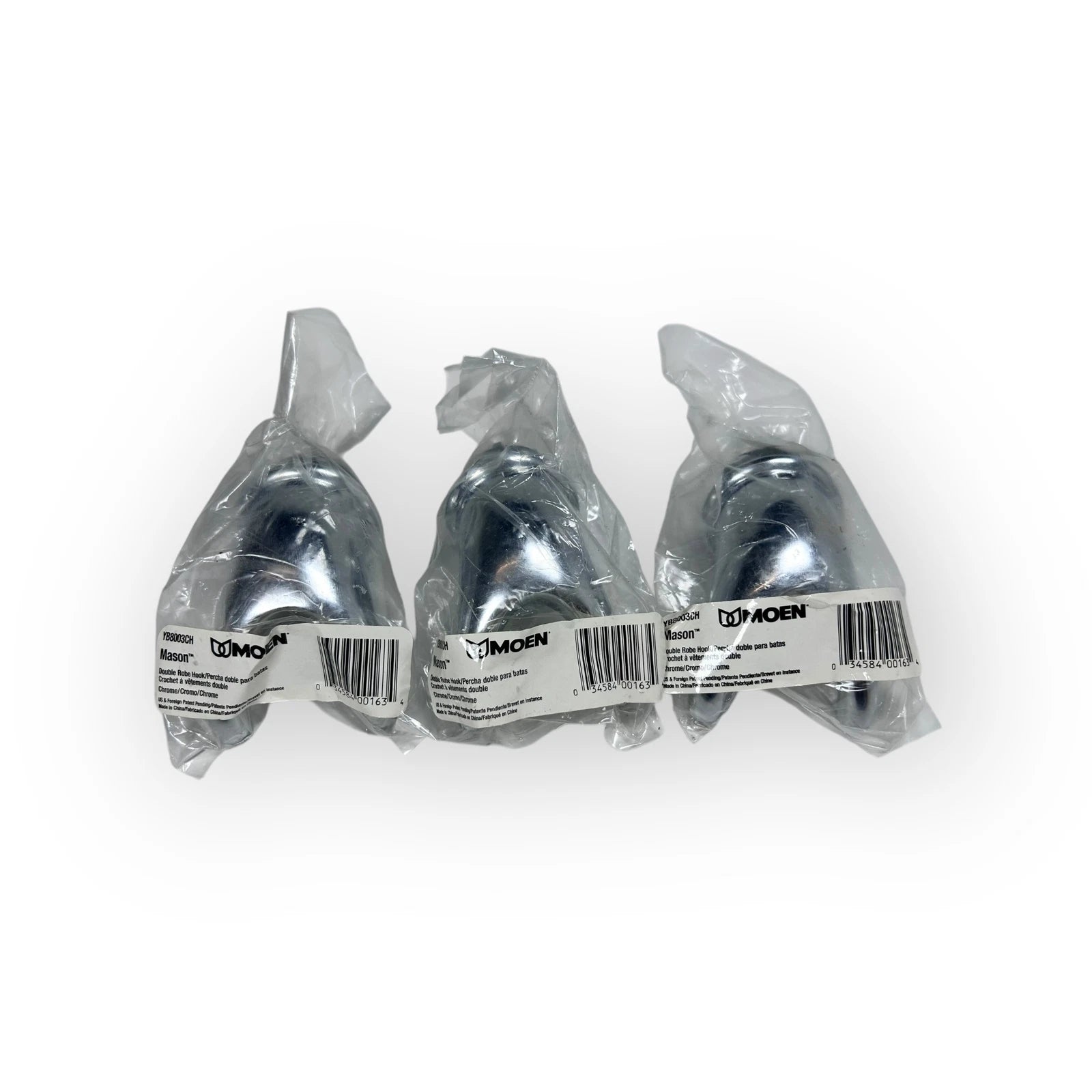 Moen Yb8003ch, Chrome Double Robe Hook - 3 Pack