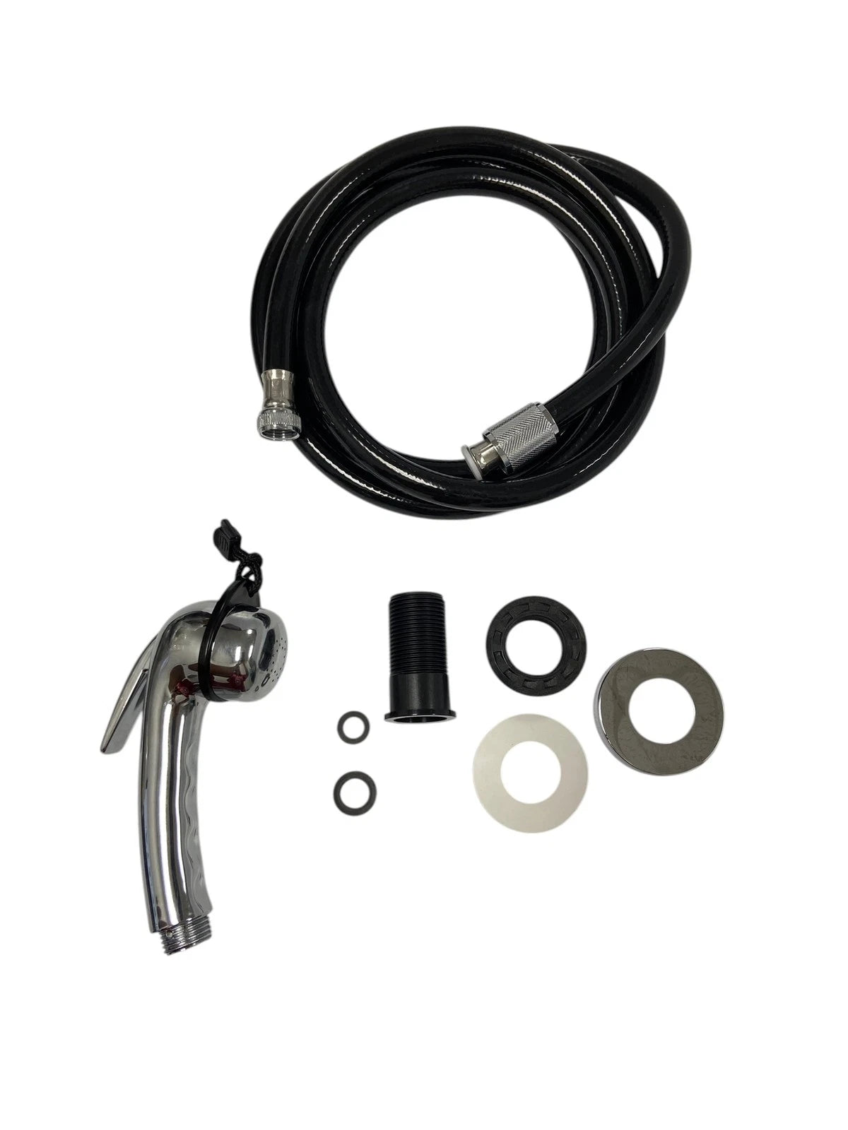 Scandvik Shower Washdown Kit Euro Straight Chrome Handle, Black 6ft