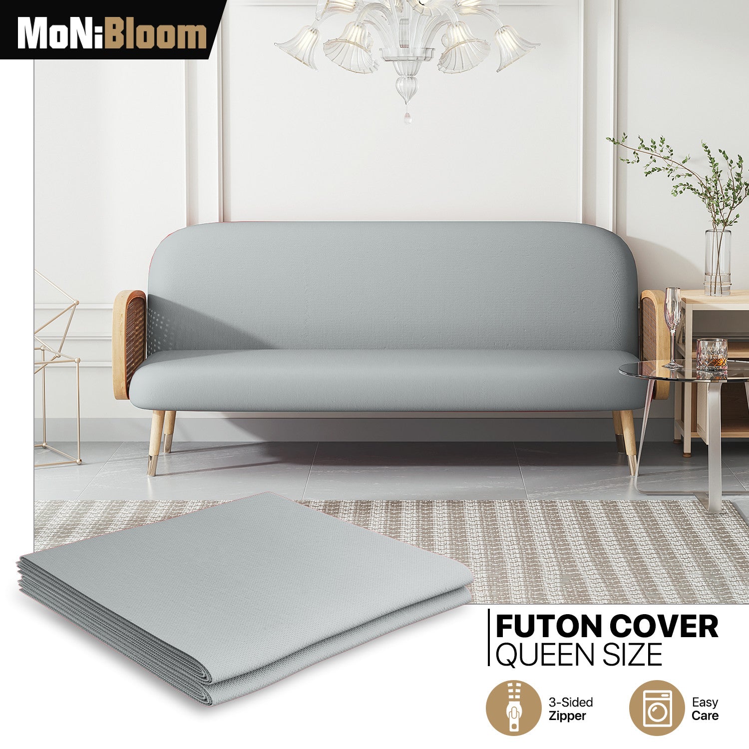 Grey Stretch Slipcover for Queen Futon