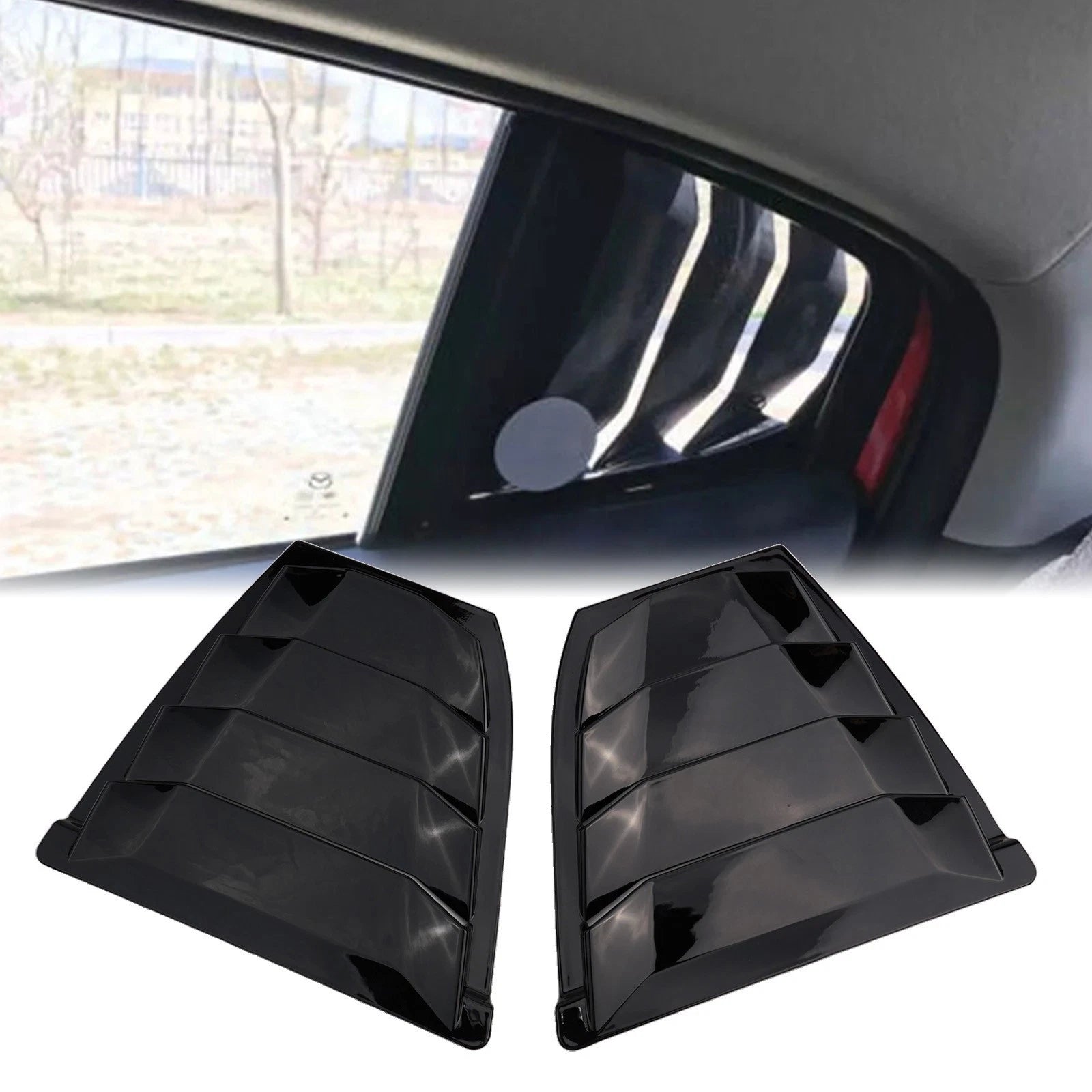Gloss Black Rear Door Glass Louver Shutter For Mazda 3 Axela 2014 2018