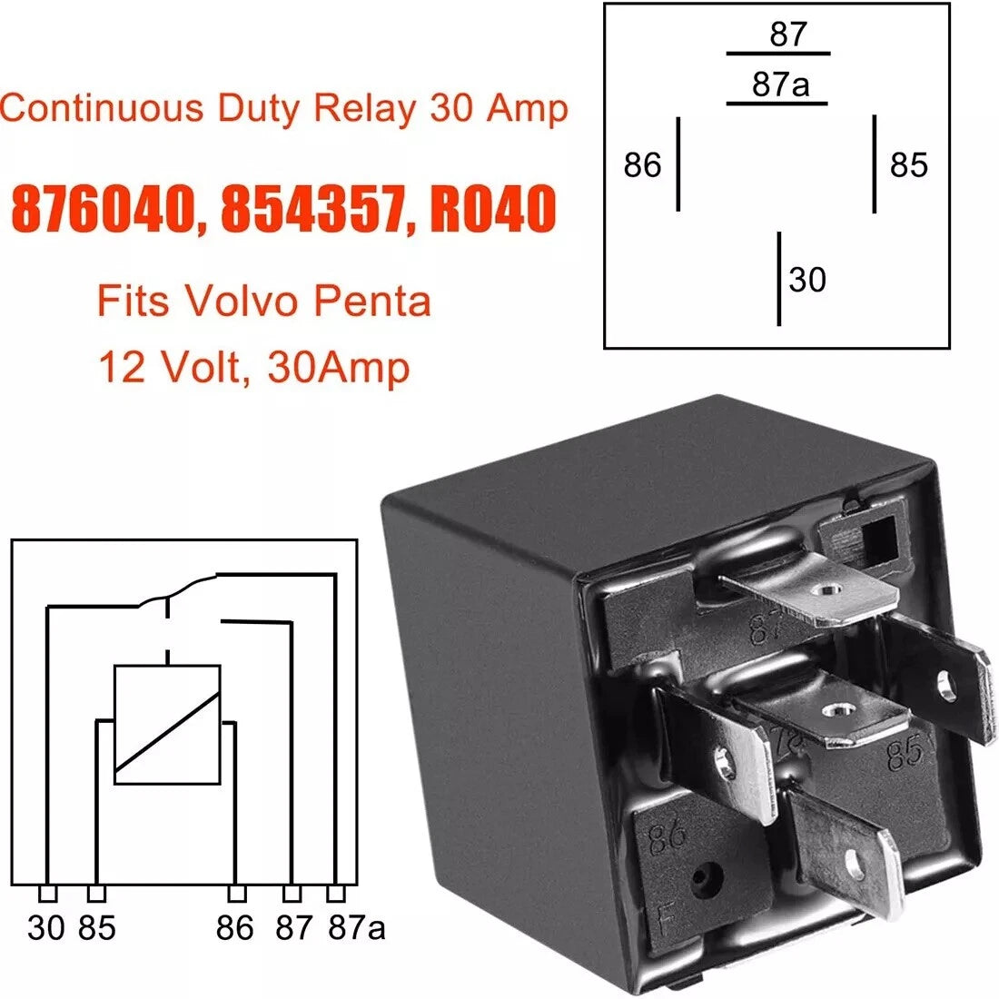 Power Trim Relay 12V/40 Amp for Volvo Penta 150/170/200HP (1990-2005)