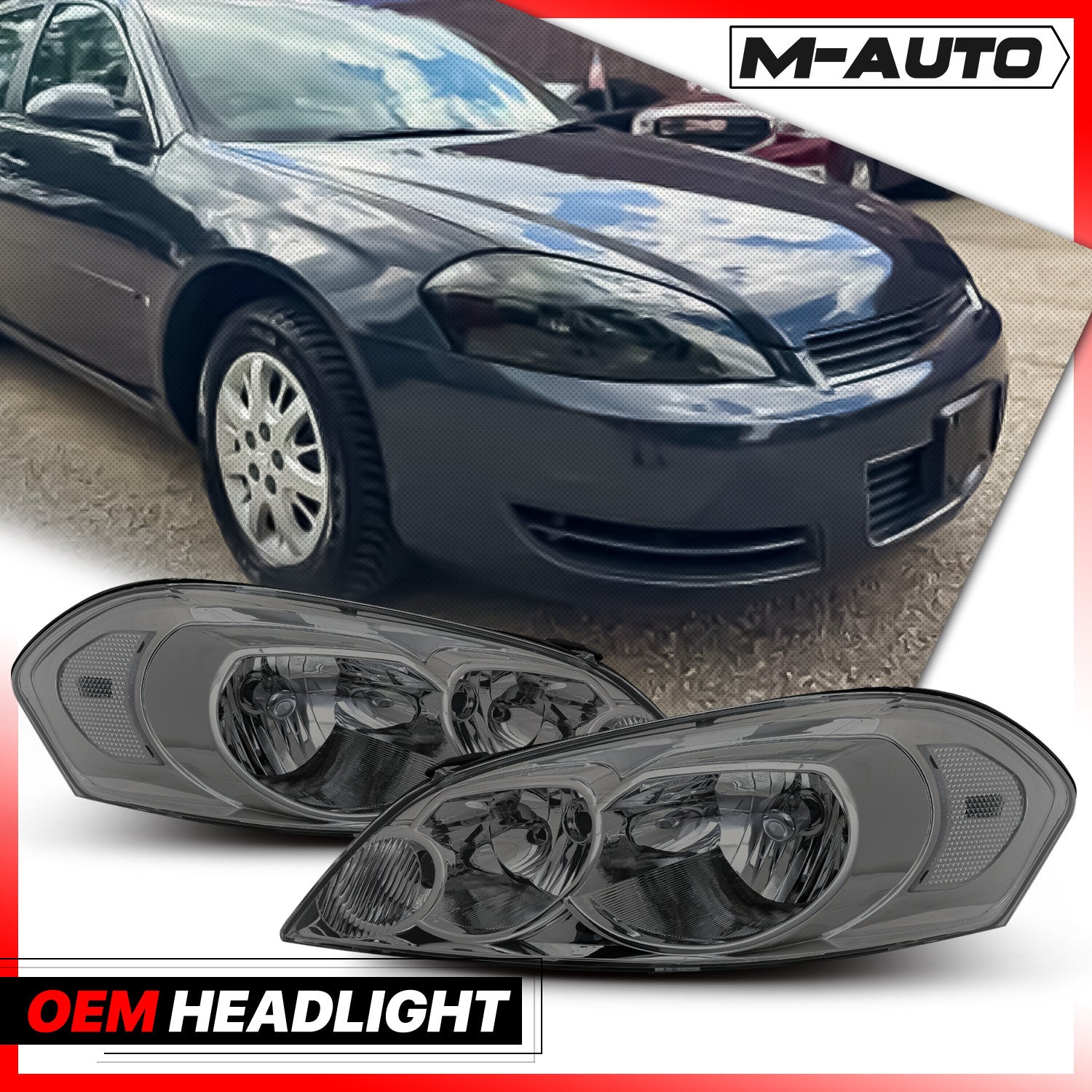 LH+RH Chrome/Smoke Clear Turn Headlights
