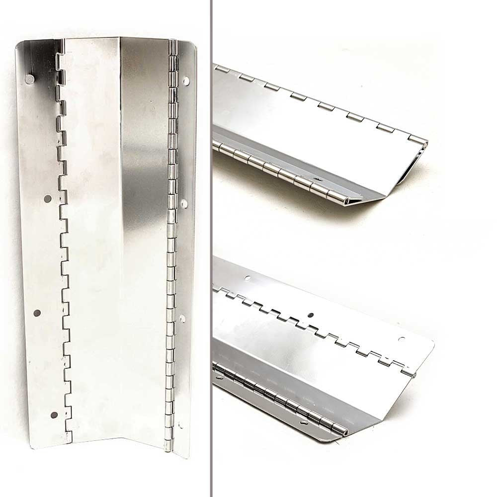 Boat Dual Piano Hinge Angled 16 Gauge 5 7/8 x 14 1/2 Inch Stainless