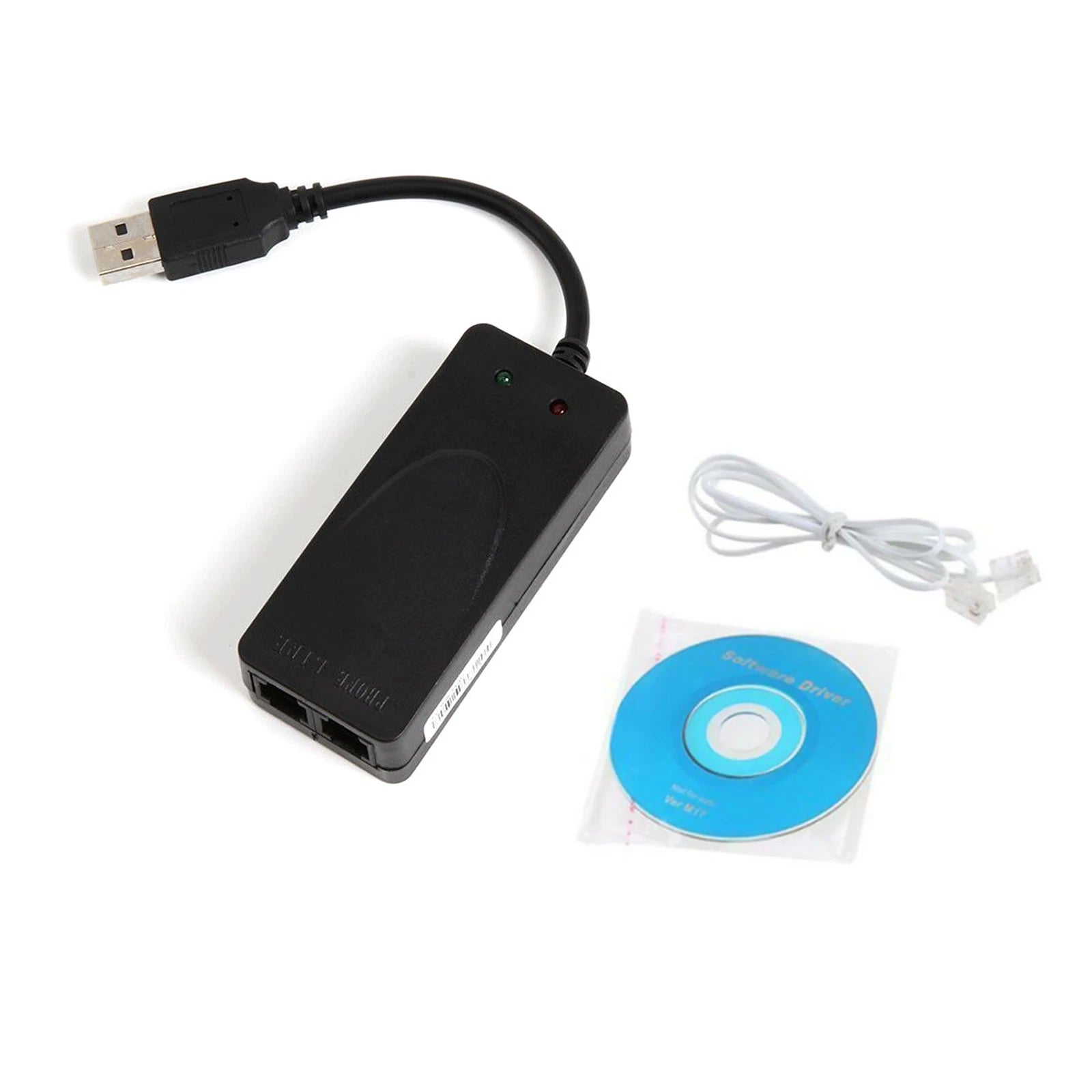 Dual Rj11 Ports Usb 56k External Dial Up Voice Fax Data Modem For