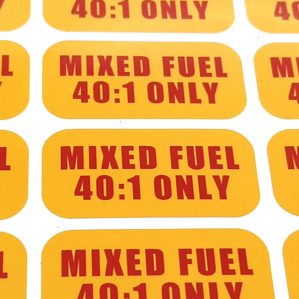 Mixed Fuel 40:1 Sticker for Gasoline, Diesel, Truck, Vinyl Tank Label