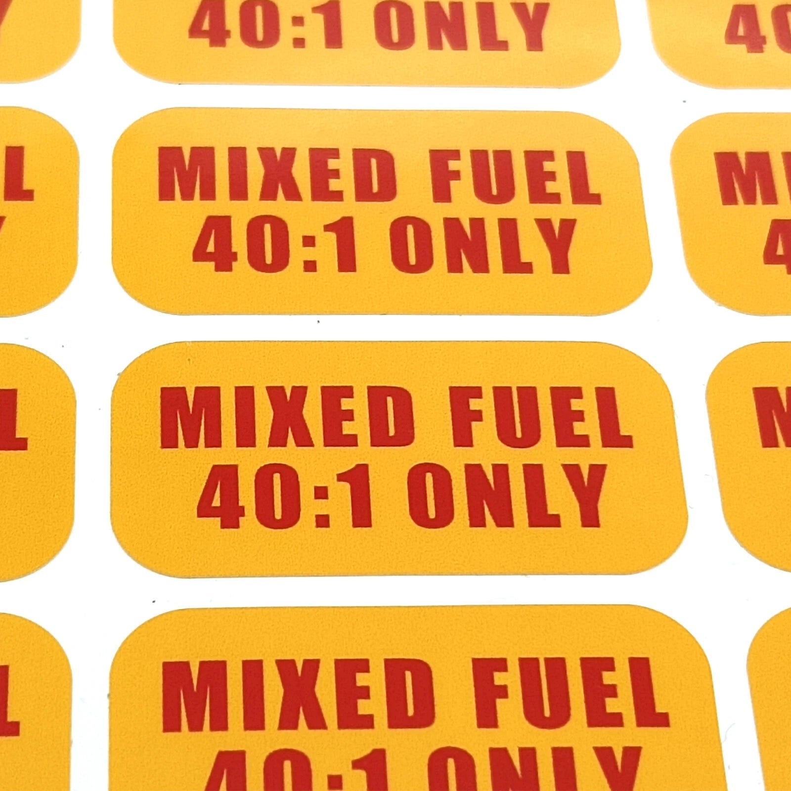 Mixed Fuel 40:1 Sticker for Gasoline, Diesel, Truck, Vinyl Tank Label