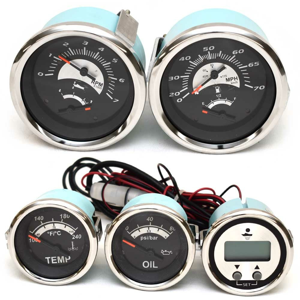 Veethree Boat Gauges Set of 5 Sterling Silver/Black by Veethree
