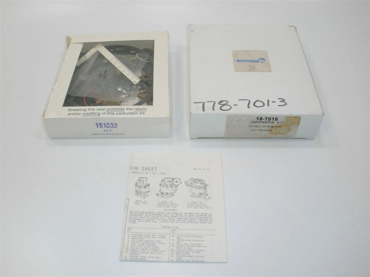 Sierra 18-7018 Omc 1977-78 305/350ci Rochester Quadrajet Engine