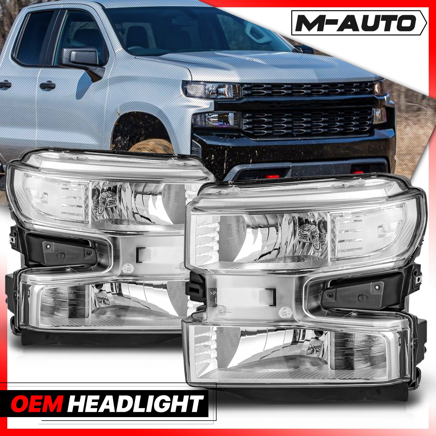 Chrome Clear Corner Headlight Lamp Set