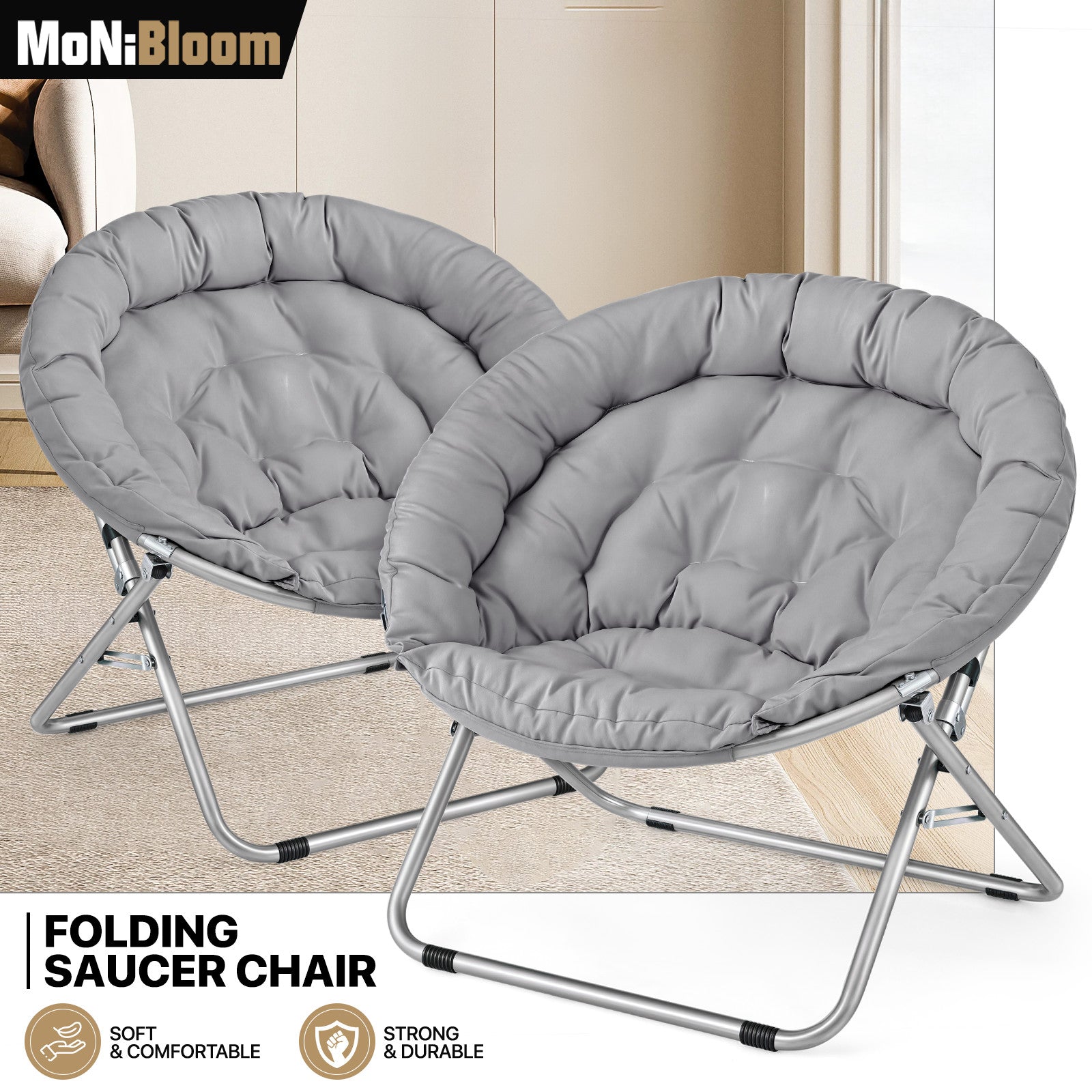 Set of 2 Gray Saucer Chairs