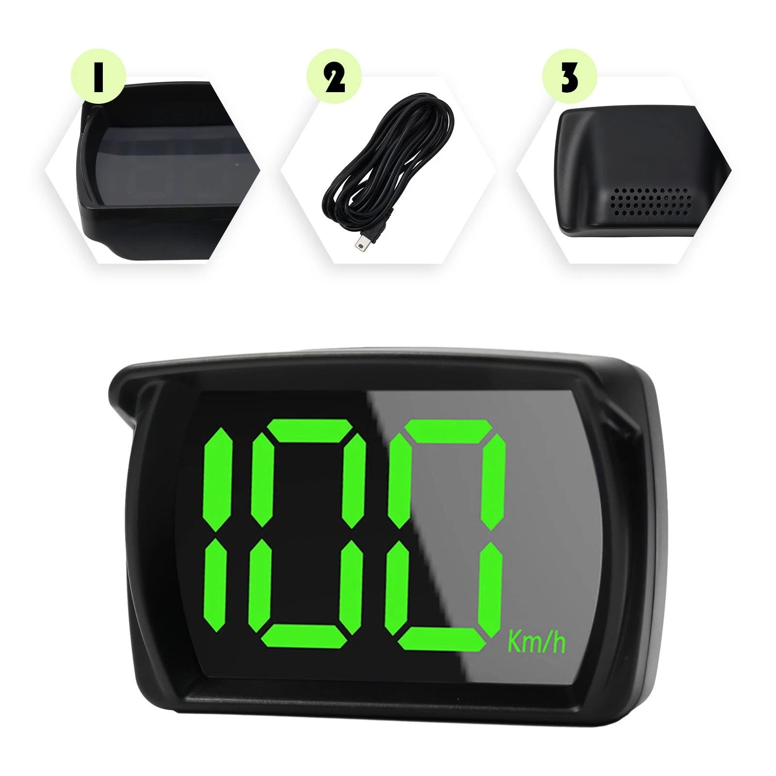 Hud Gps Speed Display For Car Truck Bus Scooter - Km/h Style Black