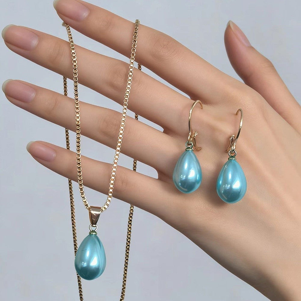 Pearl Drop Earrings with Heart Shaped Pendant
