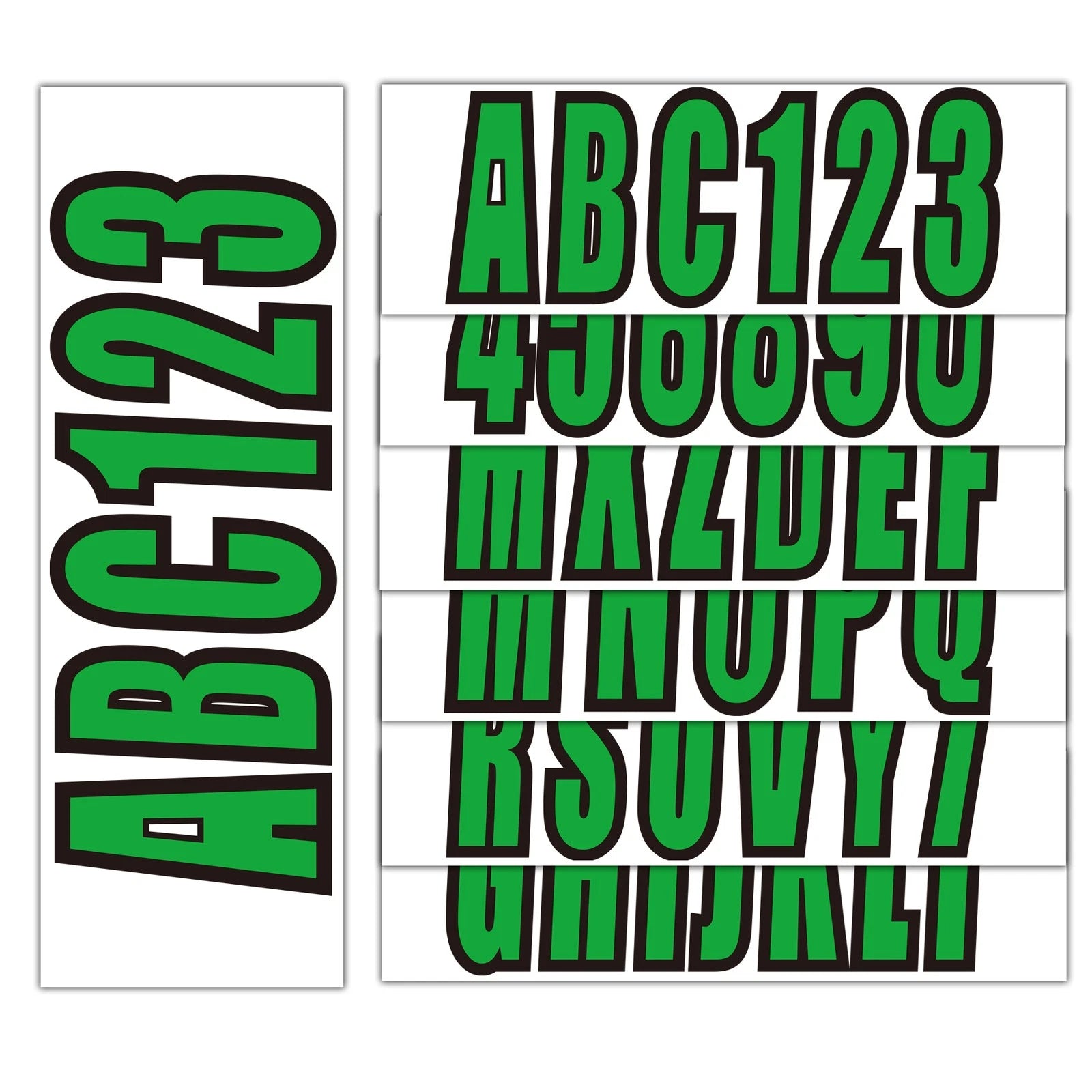 Green Decals for Boat Registration Letters & Numbers A-Z 0-9 (4 Sets)