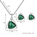 Cat Eye Stone Triangle Necklace and Earrings Set