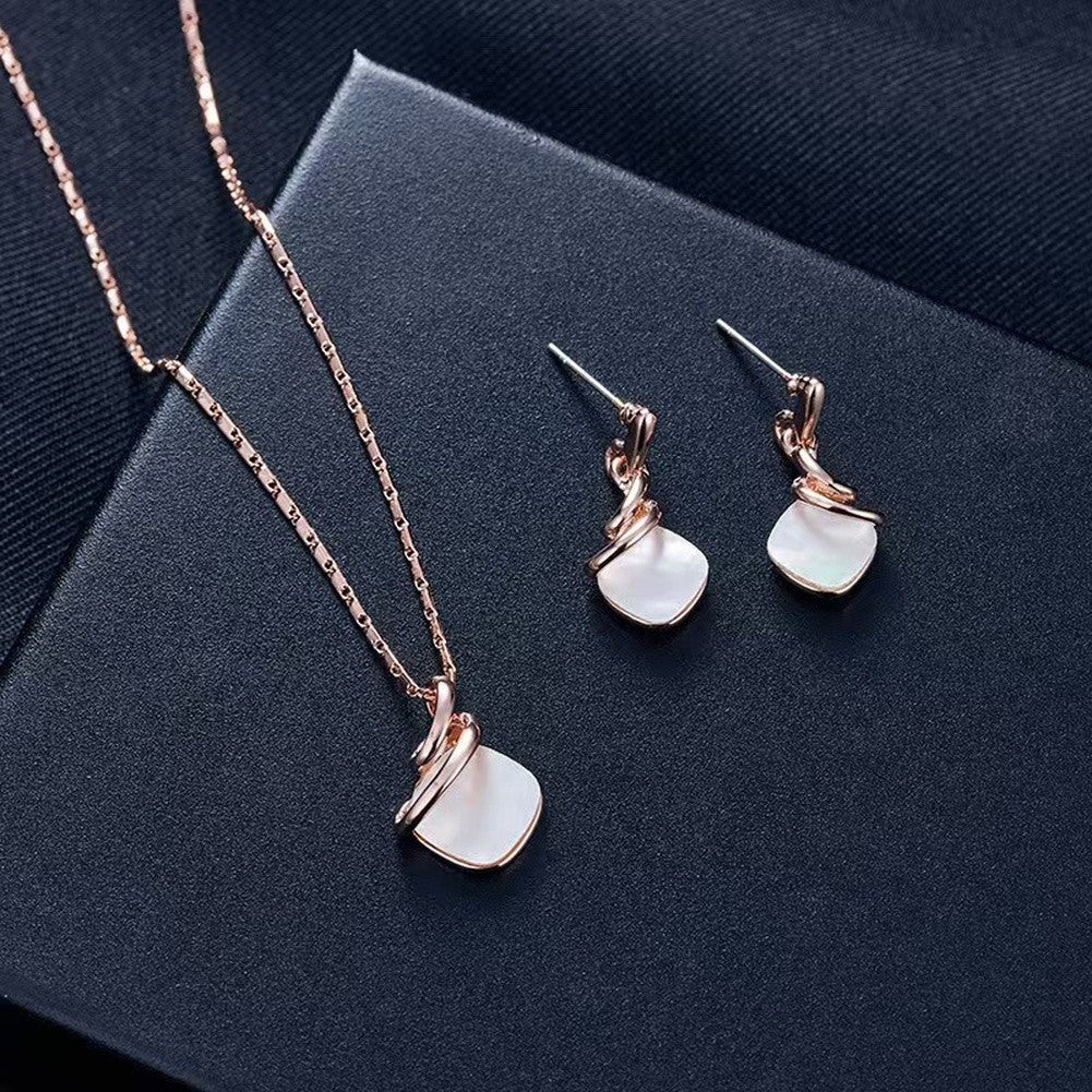 Amethyst Jewelry Set with Shell Pendant