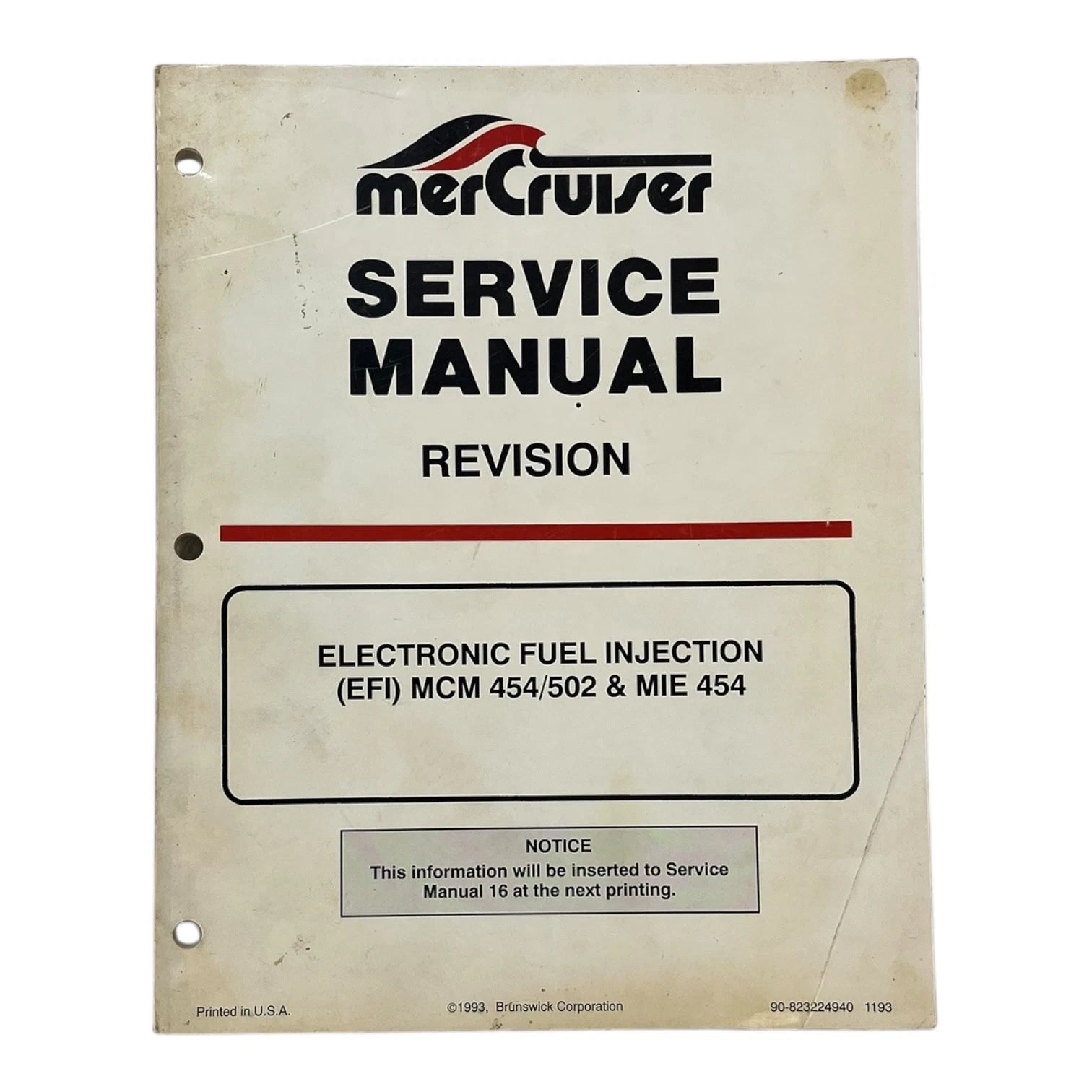 Mercruiser 90-823224940, Service Manual Revision (Efi) Mcm 454/502