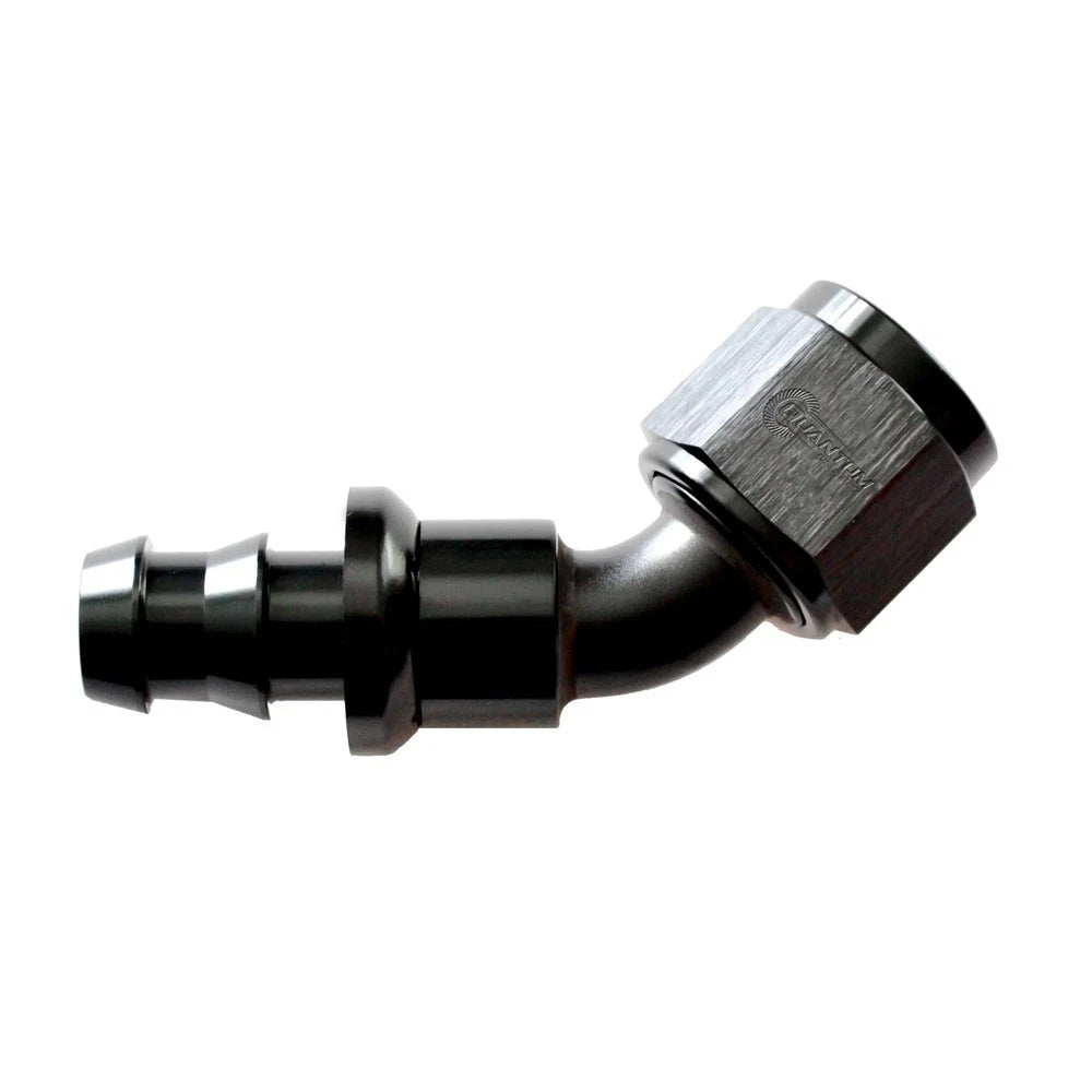 Qfs-j3845-3 - Push-lok Swivel Hose End -8an X 45 Degree Black