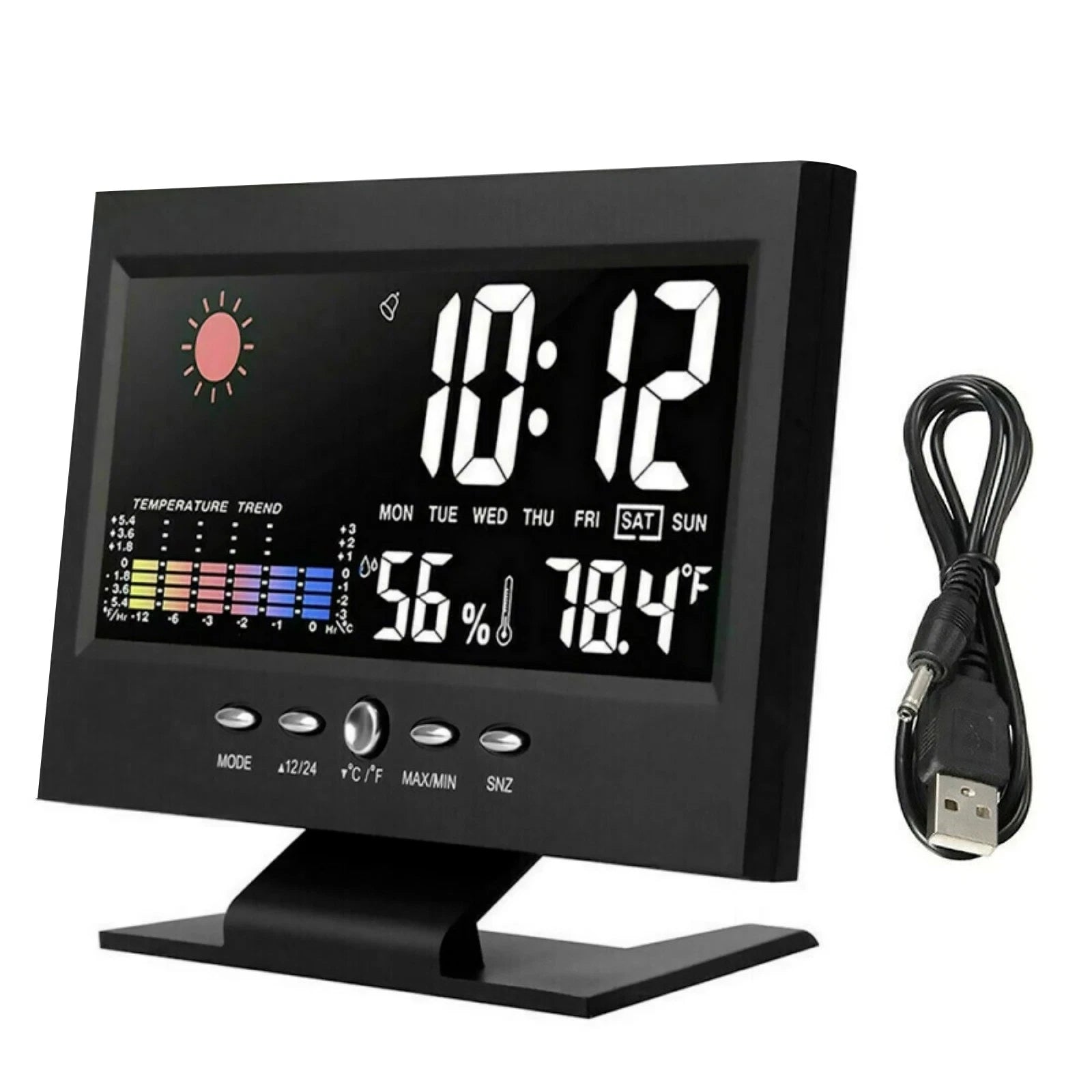 Digital Alarm Clock With Weather Forecast Thermometer Hygrometer