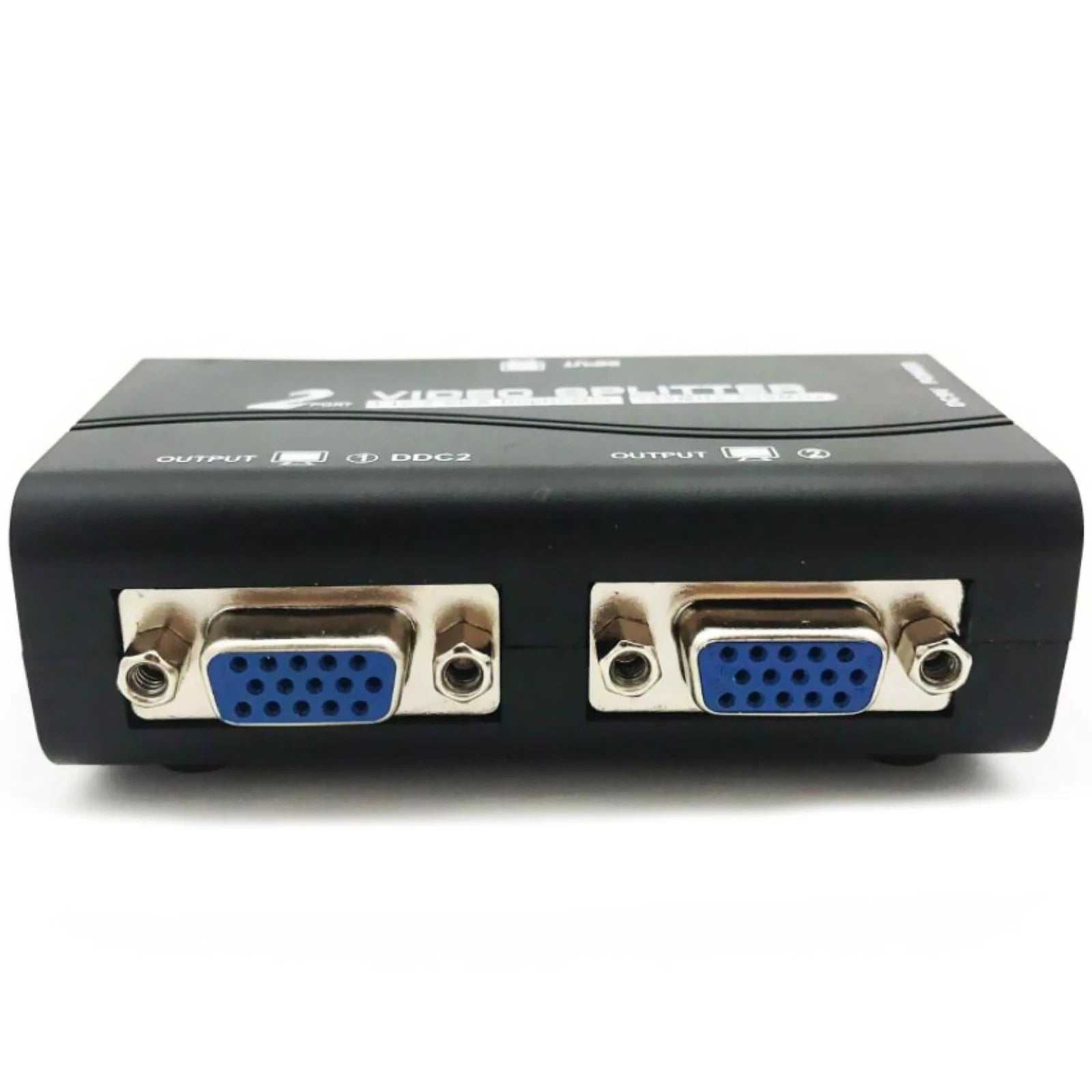 To 2 Monitor 2 Port Vga Svga Video Lcd Splitter Box Adapter W/ Power