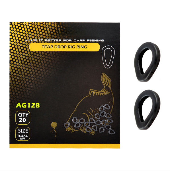 20pcs Black Carbon Steel Tear Drop Rig Rings