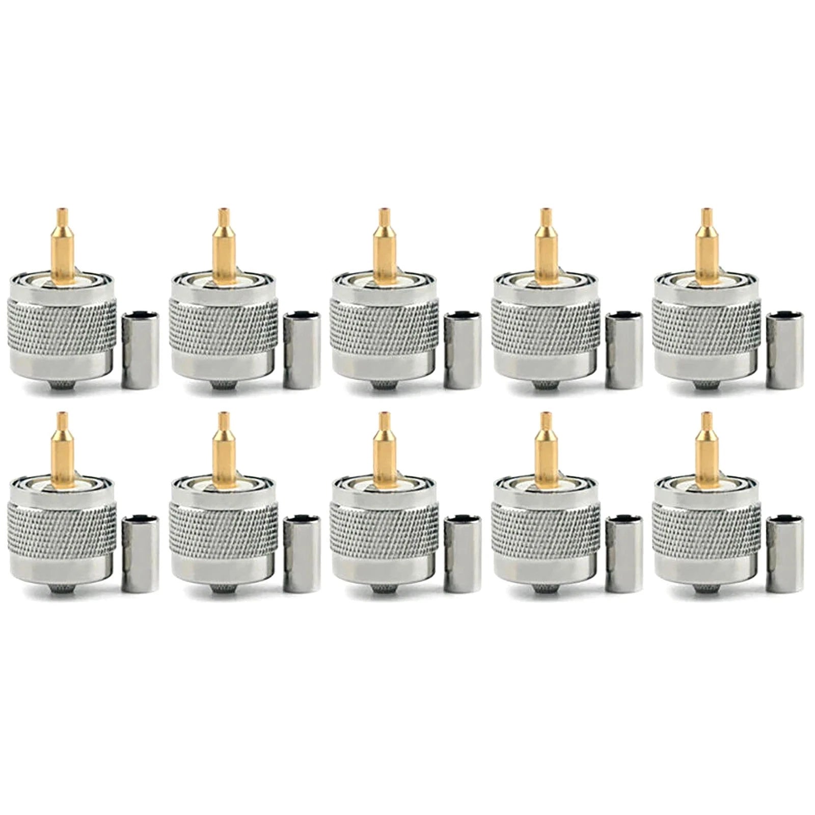 Uhf Male Pl259 Crimp Connector Plug For Rg58 Rg142 Lmr195 Rg400 Cable
