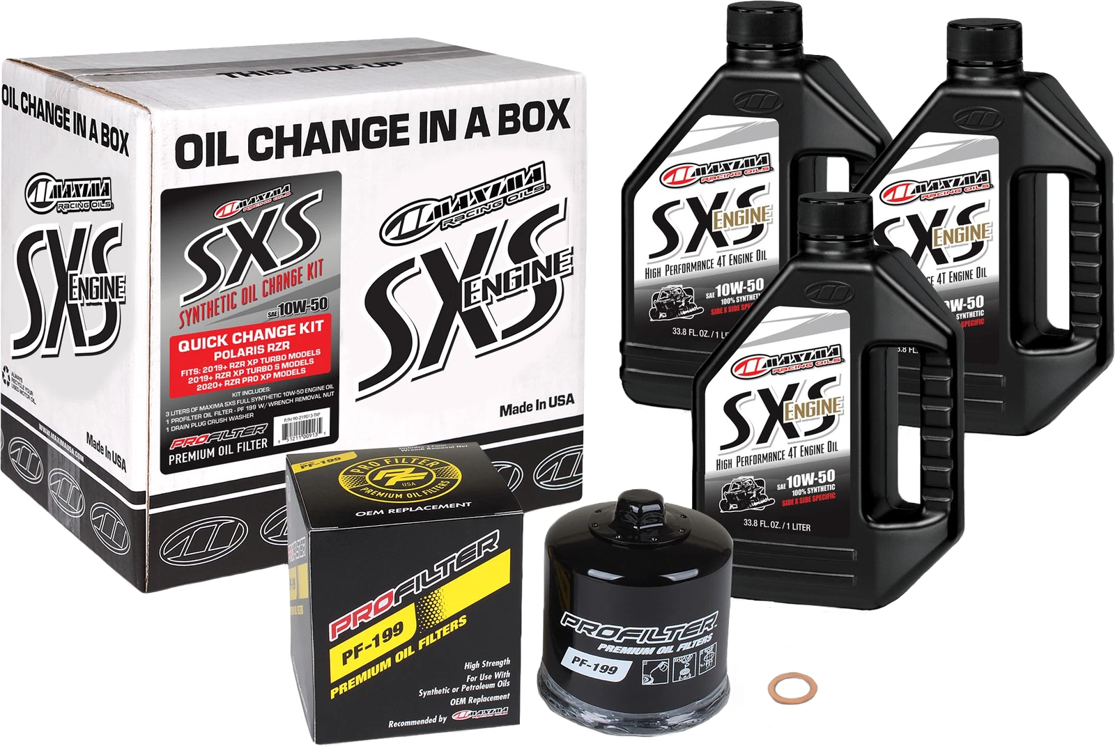 Maxima Sxs Oil Change Kit 10w50 Fits Polaris Rzr Xp Turbo S & Pro Xp