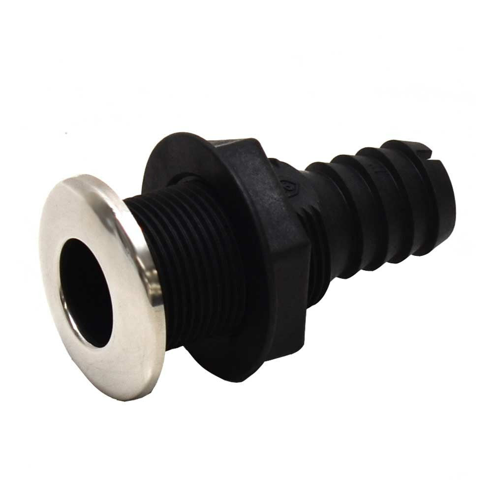 Attwood Boat Straight Thru Hull Fitting 247122 | 1 Inch Black SilverOp