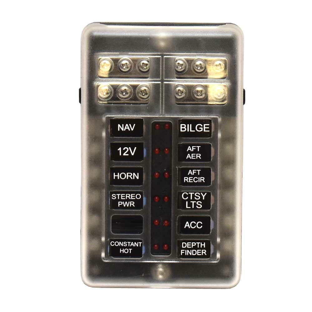 Bluewater Boat Fuse Block 12 Position Black Clear by Bluewater