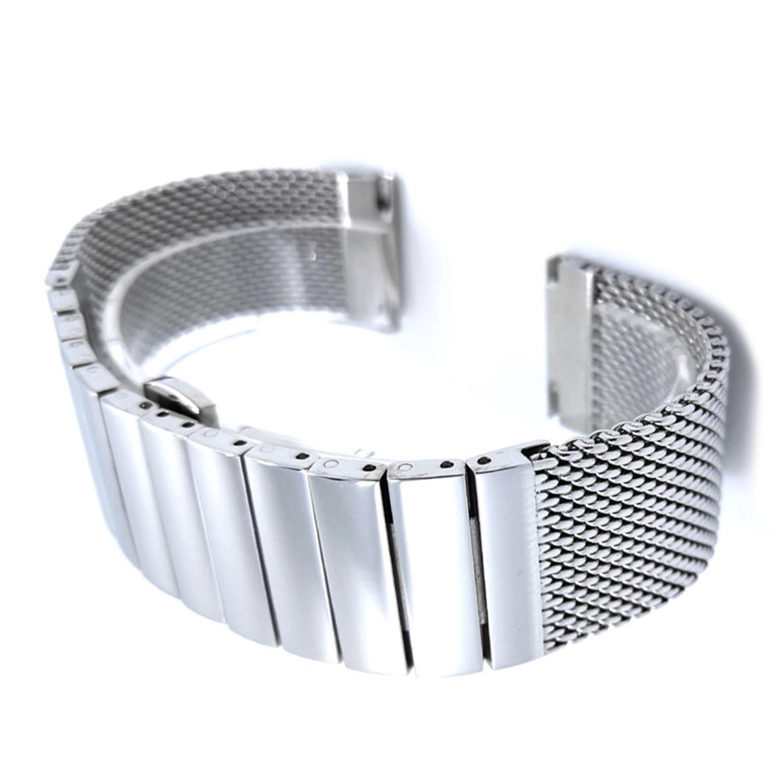 22mm Silver Milanese Mesh Web+strip Stainless Steel Watch Band Strap