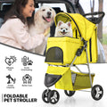 Yellow Folding Dog Cat Stroller