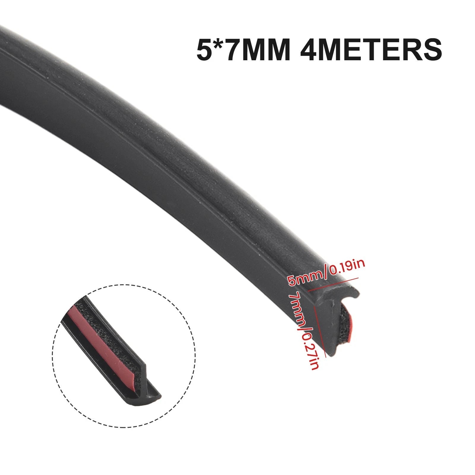 Moulding Trim Sealing Strip 1pc 5mm*7mm Car Parts Epdm Rubber Front