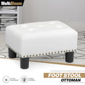 15" White Small Ottoman Tufted Poufs Leather Lift Top U
