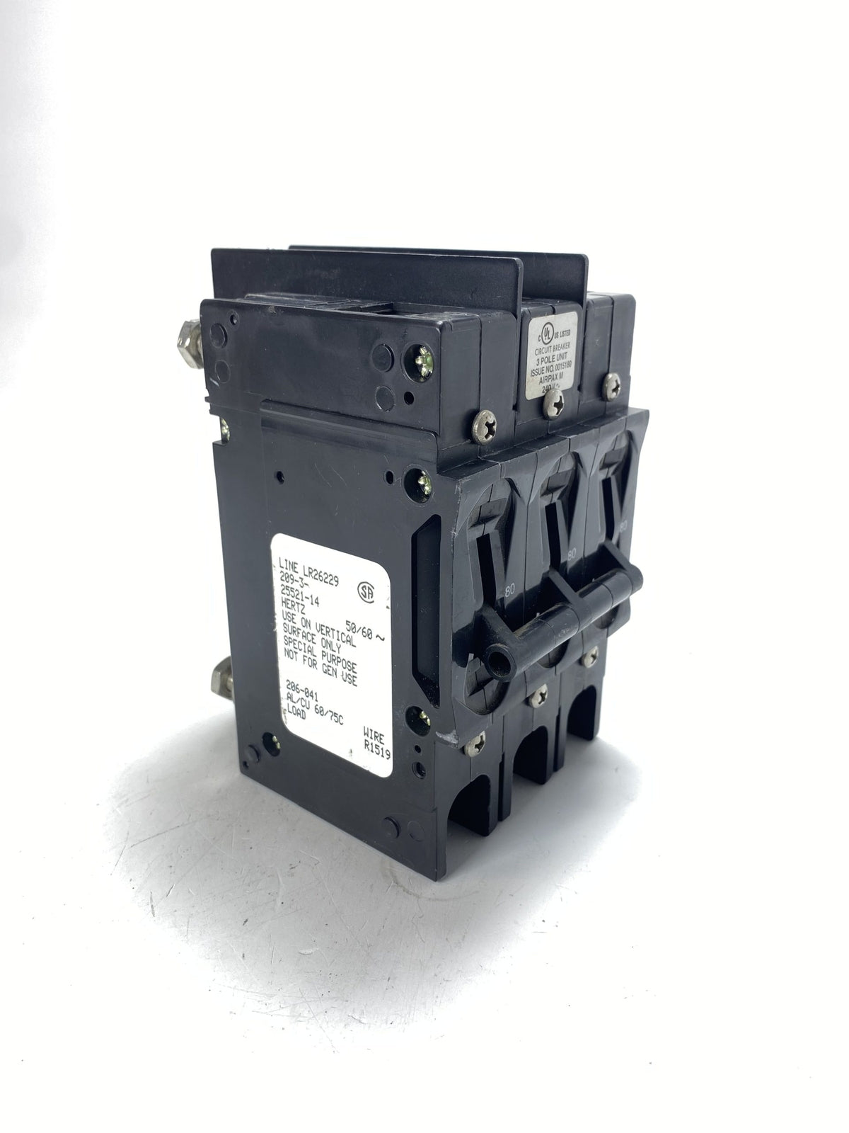 Airpax Lr26229-209-3-25521-14, 3 Pole Circuit Breaker 240V