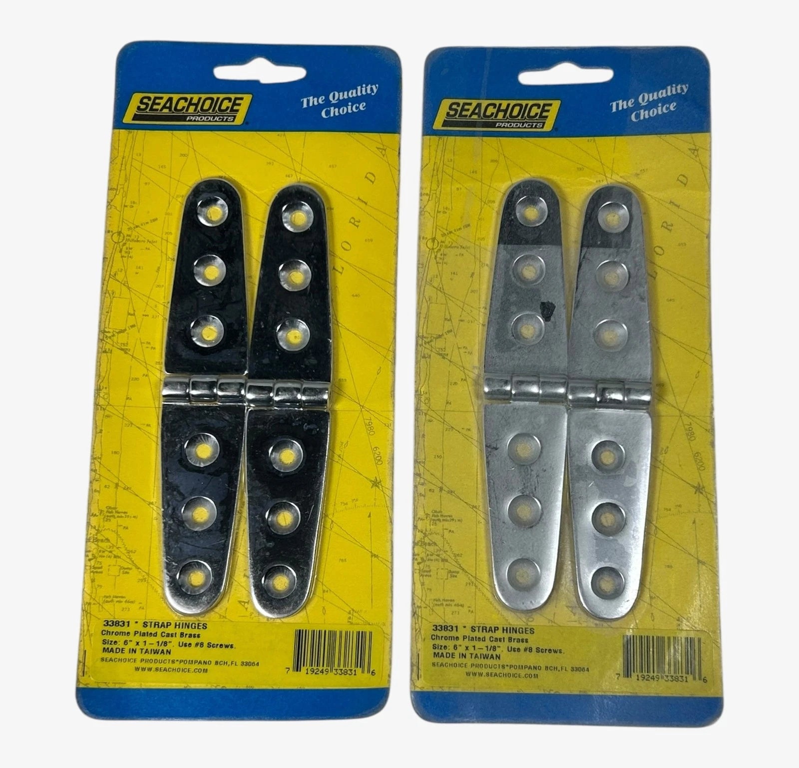 Seachoice 33831, Chrome Plated Brass Strap Hinges 6'' X 1
