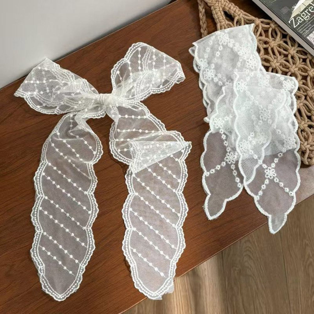 Flowing Hair Tie with White Lace